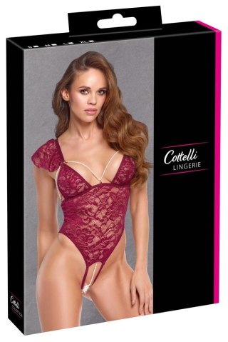 Cottelli Lingerie Body Pearls S koronkowe z detalami perłowymi bordo