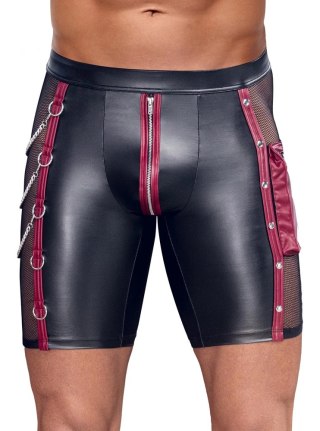 NEK Spodnie Męskie 2XL Czarny Matowy z Czerwonymi Akcentami i Łańcuchami