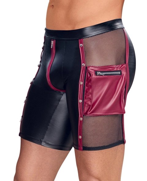 NEK Spodnie Męskie 2XL Czarny Matowy z Czerwonymi Akcentami i Łańcuchami