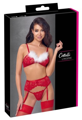 Cottelli Lingerie X-Mas komplet bielizny koronkowej S/M czerwień