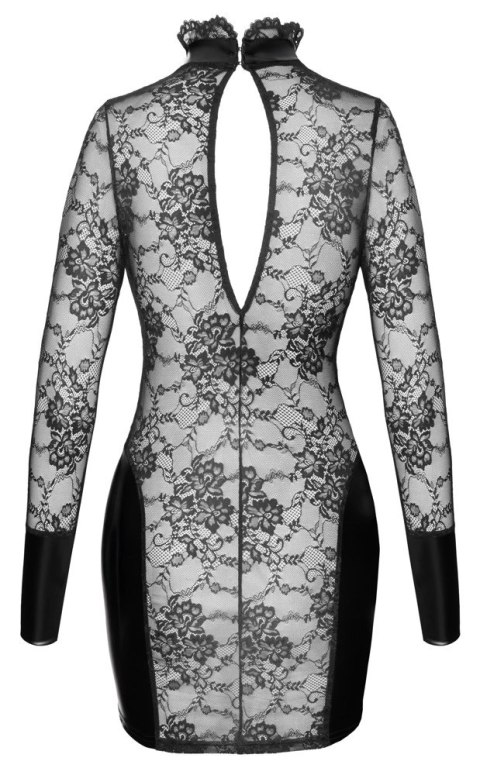 Noir Handmade Dress S z koronką i stojką, czarny mini fason