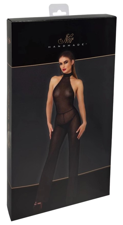 Noir Handmade Jumpsuit XL Czarny Połyskujący Z Odsłoniętymi Ramionami