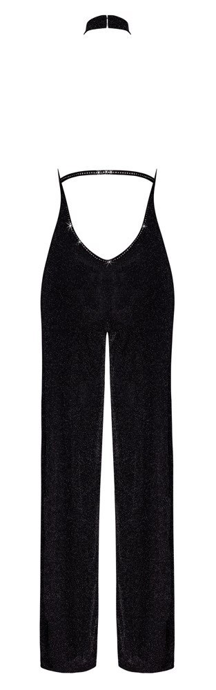 Noir Handmade Jumpsuit M Czarny Połyskujący z Odsłoniętymi Ramionami