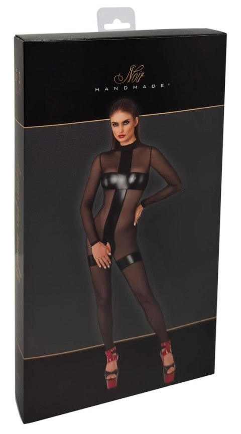 Noir Handmade Jumpsuit Powerwetlook Czarno-Przezroczysty L