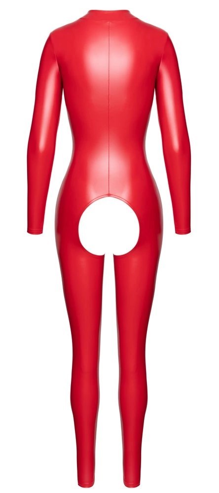 Noir Handmade Jumpsuit Powerwetlook Czerwony S z Długim Zamkiem