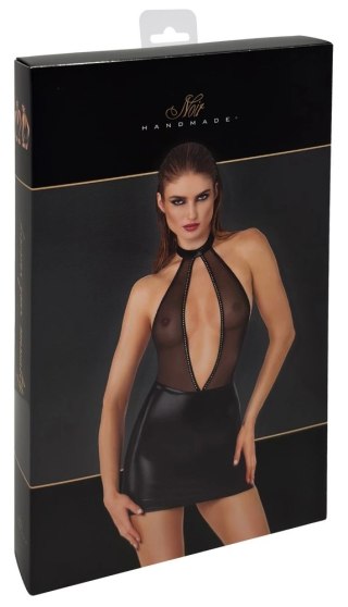 Noir Handmade Sparkle - Czarna Sukienka Mini z Ozdobnymi Kryształkami M