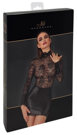Noir Handmade Sukienka mini z koronką i kołnierzem L, czarna