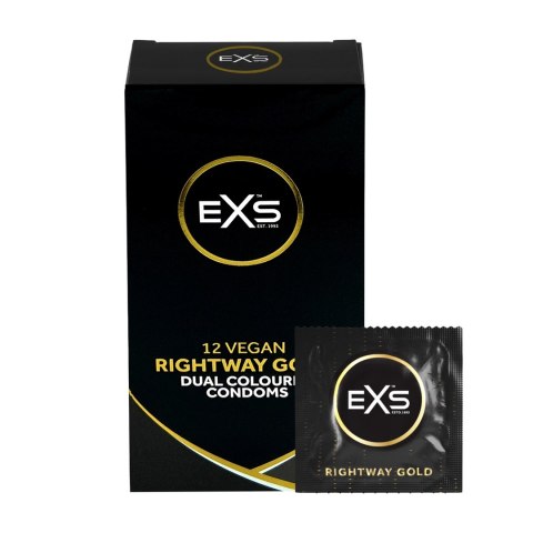 EXS Rightway Gold precyzyjne prezerwatywy dwukolorowe 12 sztuk