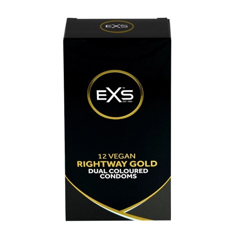 EXS Rightway Gold precyzyjne prezerwatywy dwukolorowe 12 sztuk