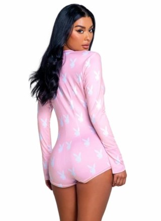 Playboy Slumber Bunny Onesie Pink - komfortowy kombinezon fleece damski M/L