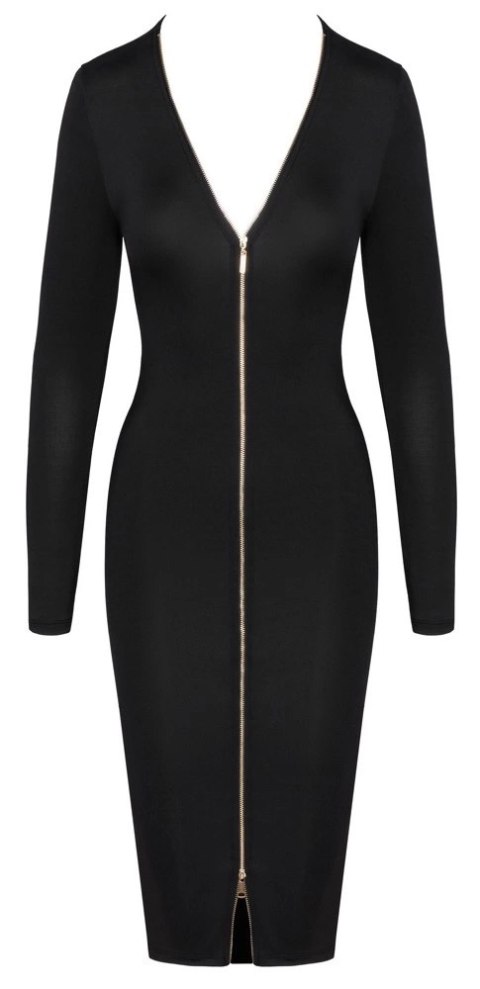Cottelli Party Dress Zip S czarna sukienka z dwukierunkowym zamkiem