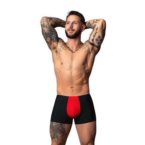 Male Power Pouch Short XL czarno-czerwone, przewiewna mikrosiatka