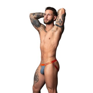 Male Power Uplift Jock Cobalt S/M szary-pomarańczowy z pierścieniem