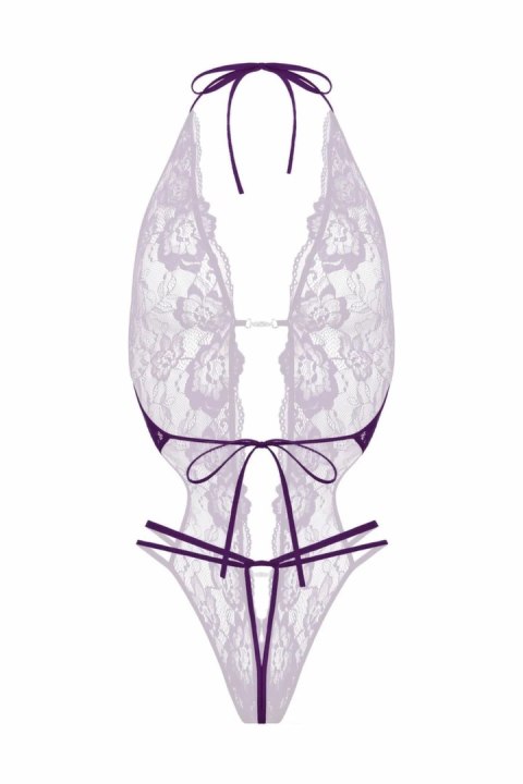 Renee Koronkowe Body z Otworem, Fioletowe, Regulowane Zapięcie L/XL