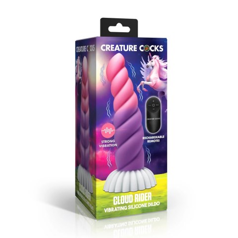 Cloud Rider Unicornio Model Silikonowy z Wibracją Fioletowo-Rożowy 16 cm