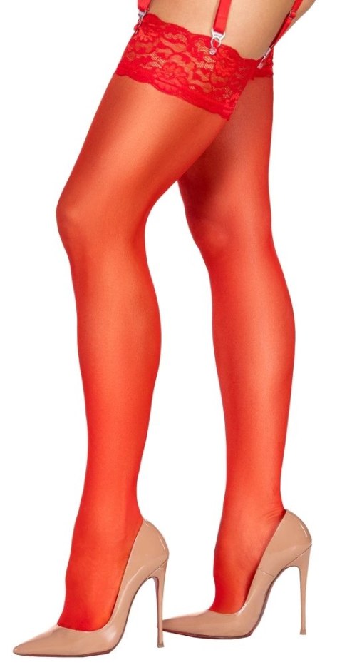 Cottelli LEGWARE pończochy czerwone XL z szeroką koronką 20 den