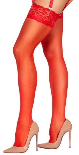Cottelli Legwear Pończochy Czerwone L z Koronką 20 DEN