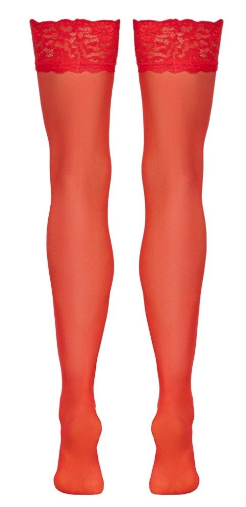 Cottelli Legwear Pończochy Czerwone L z Koronką 20 DEN