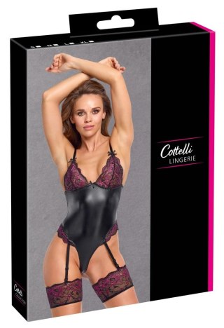 Cottelli Lingerie Body z odpinanymi pasami i koronką S czarny/rożowy