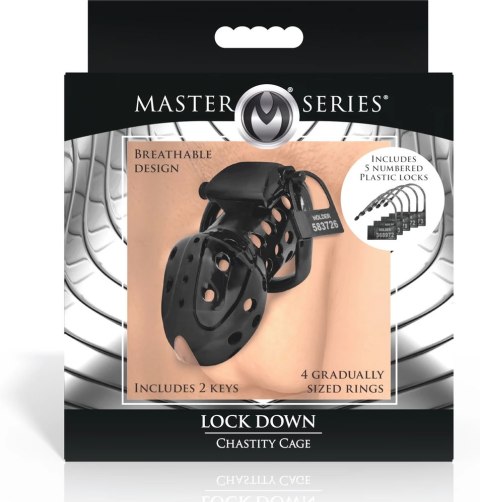 XR Brands Lock Down - system anatomiczny czarny, 4 rozmiary pierścieni