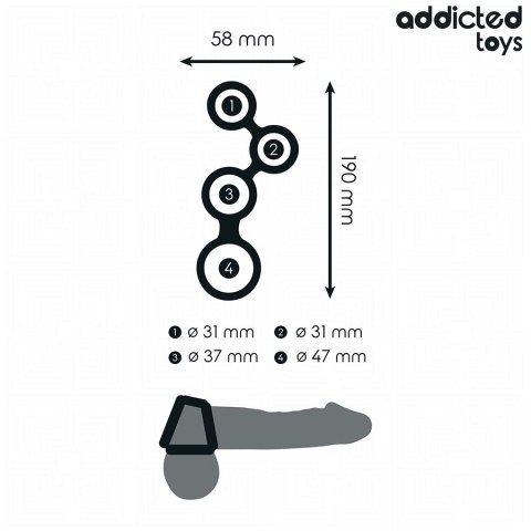 Addicted Toys - Pierścień anatomiczny z przegrodami, czarny, rozmiar uniwersalny