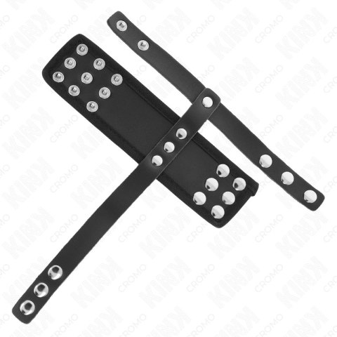 KINK Skorzany pierścień regulowany powlekany pasek separujący czarny