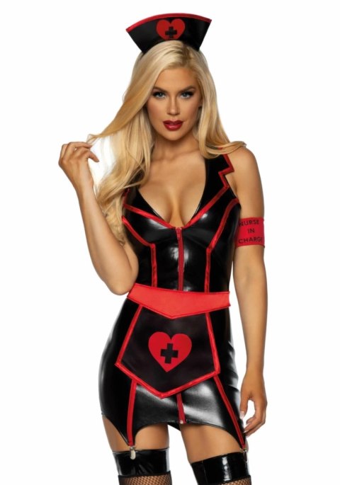 Leg Avenue Vinyl Nurse Costume 4-częściowy zestaw z fartuszkiem S/M