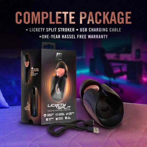 M for Men Lickety Split Black - Wibrująca maszyna intymna silikonowa