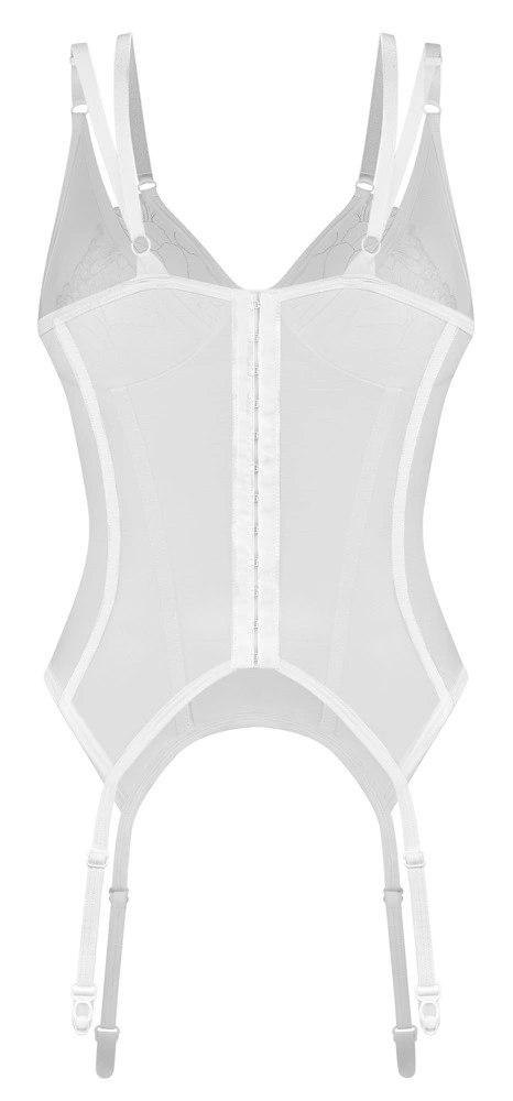 Obsessive Arrowel Basque S/M biały z koronką, regulowane ramiączka