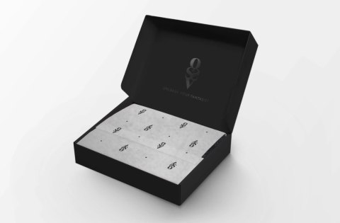 Obsessive Freedom Euridia biustonosz czarny z geometrycznym wzorem