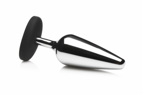 XR Brands Butt Slut Metal Plug srebrny aluminiowy z silikonową bazą