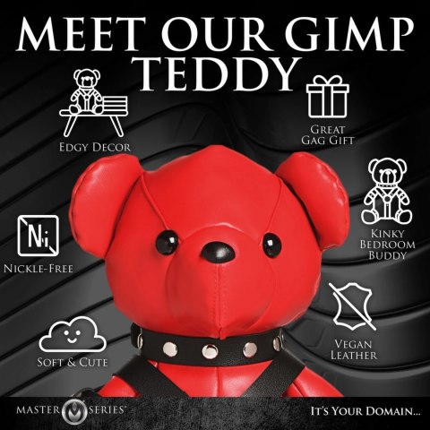 XR Brands Gimp Bear Red - kolekcjonerski miś w czerwonym stroju vegan leather