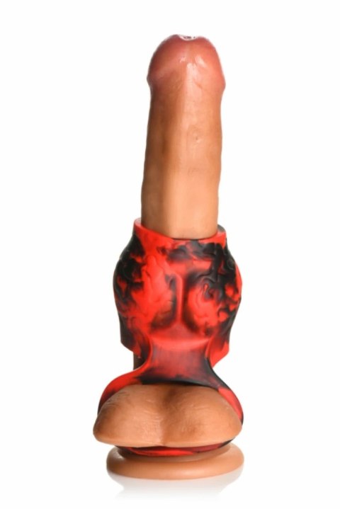 XR Brands Hell Hound Red - anatomiczny pierścień z systemem rozciągającym