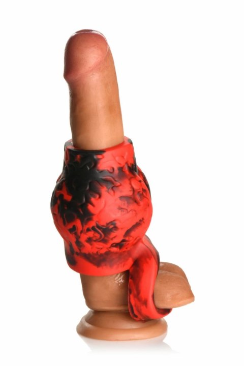 XR Brands Hell Hound Red - silikonowy pierścień z funkcją rozciągania