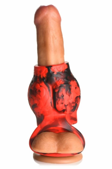 XR Brands Hell Hound Red - silikonowy pierścień z funkcją rozciągania