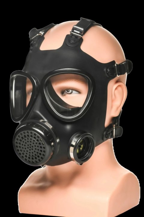 XR Brands Inhaler Gas Mask Black & White - silikonowa maska z butelką 1L