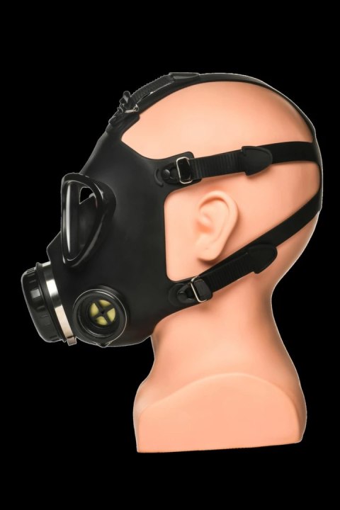 XR Brands Inhaler Gas Mask Black & White - silikonowa maska z butelką 1L