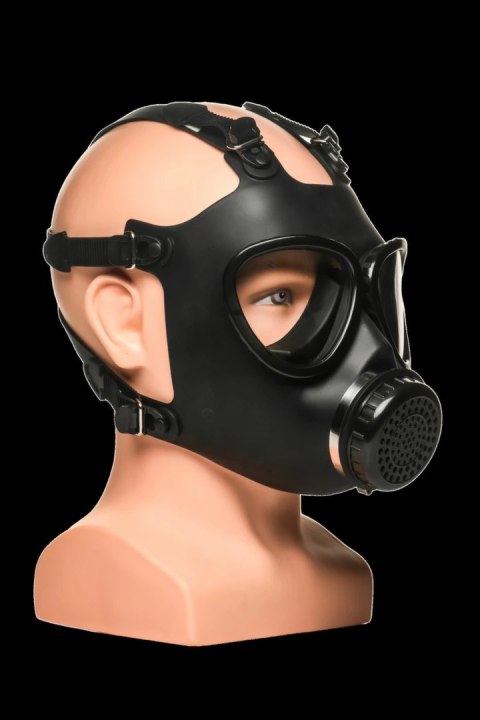 XR Brands Inhaler Gas Mask Black & White - silikonowa maska z butelką 1L
