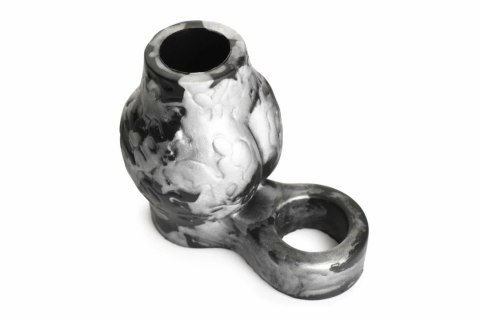 XR Brands Night Prowler silikonowy pierścień z podwojną kulą szary