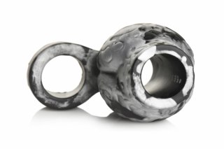 XR Brands Night Prowler silikonowy pierścień z podwojną kulą szary