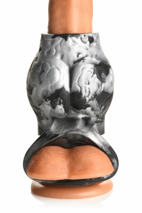 XR Brands Night Prowler silikonowy pierścień z podwojną kulą szary