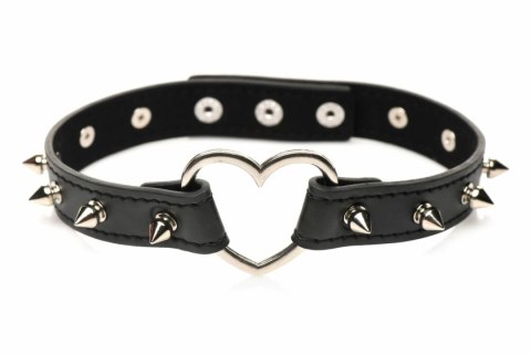 XR Brands Spiked Heart Choker Black - Pasek z Ćwiekami Vegan 42 cm