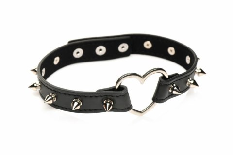XR Brands Spiked Heart Choker Black - Pasek z Ćwiekami Vegan 42 cm
