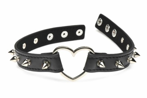 XR Brands Spiked Heart Choker Black - Pasek z Ćwiekami Vegan 42 cm
