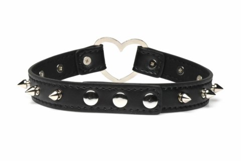 XR Brands Spiked Heart Choker Black - Pasek z Ćwiekami Vegan 42 cm