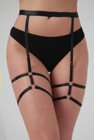 BeWicked Strappy Garterbelt Blushing Black - regulowany pas z paskami