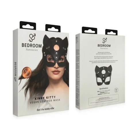 Bedroom Fantasies Kinky Kitty Mask Czarna - Skorzana Maska Regulowana