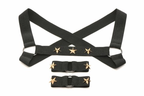 XR Brands Chest Harness z opaskami na ramiona czarny uniwersalny