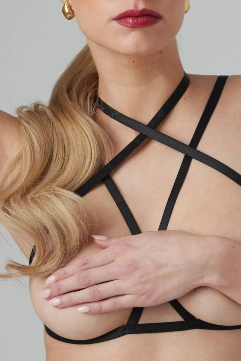 Strappy Fia Harness Bralette czarny - regulowany biustonosz z paskow
