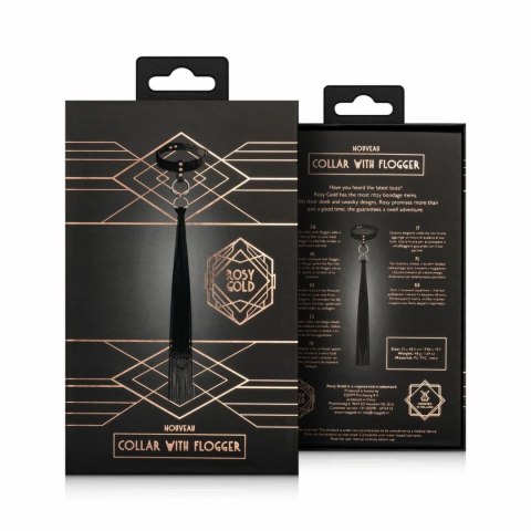 Rosy Gold Obroża z Chwostem Flogger Black - Elegancki Czarny Akcent